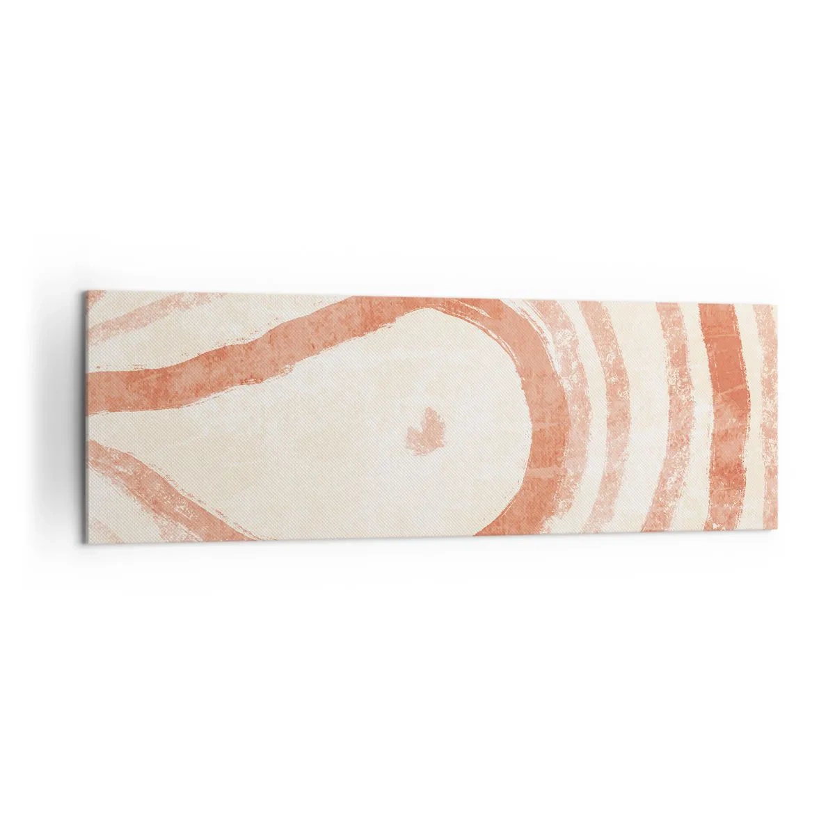 Quadro su tela - Stampe su Tela - Un motivo astratto di linee concentriche nelle tonalità del terracotta. - 160x50cm - Cerchi di corallo - Decorazione murale moderna per soggiorno e camera da letto ARTTOR