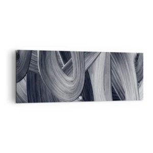 Quadro su tela - Stampe su Tela - Astrazione in bianco e nero con pennellate dinamiche. - 140x50cm - La fluidità della realtà - Decorazione murale moderna per soggiorno e camera da letto ARTTOR