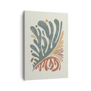 Quadro su tela - Stampe su Tela - Foglia astratta colorata su uno sfondo chiaro - 50x70cm - Foglia multicolore - Decorazione murale moderna per soggiorno e camera da letto ARTTOR