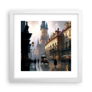 Poster in cornice bianca - Il fascino delle sere di Praga - 30x30 cm