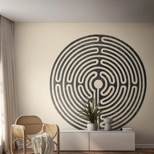 Fotomurali Premium Canvas - Ordine misterioso - Labirinto, Minimalismo, Bianco e nero - 200x140 cm