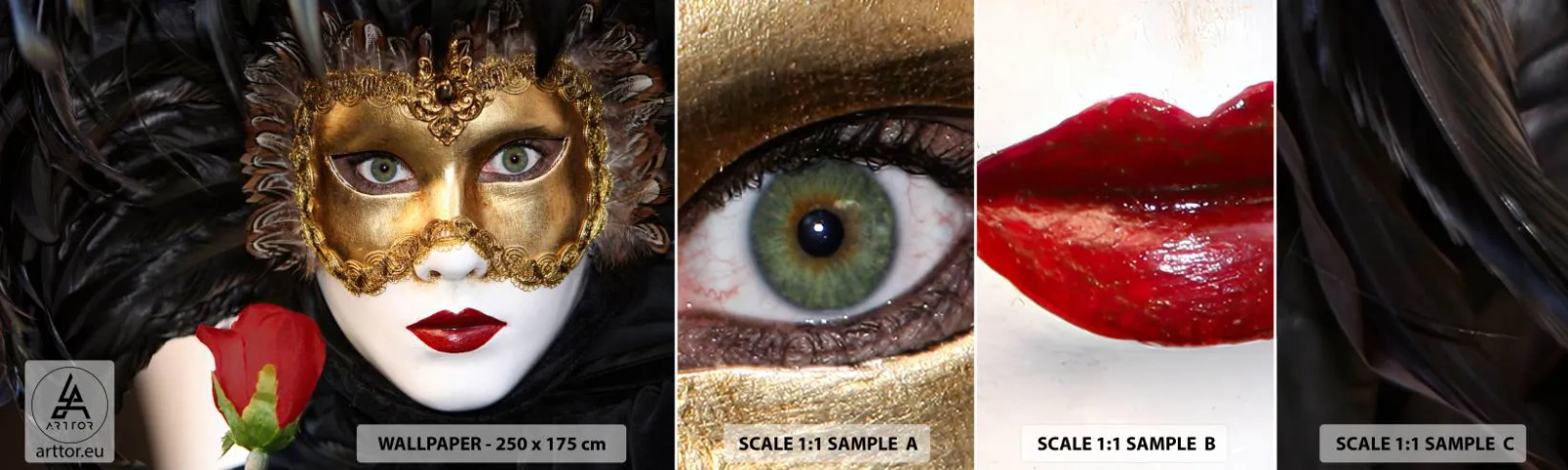 Campione Di Fotomurale Standard Eco - Perché la vita è un grande ballo - Cappuccio, Rosa, labbra rosse - 100x30 cm