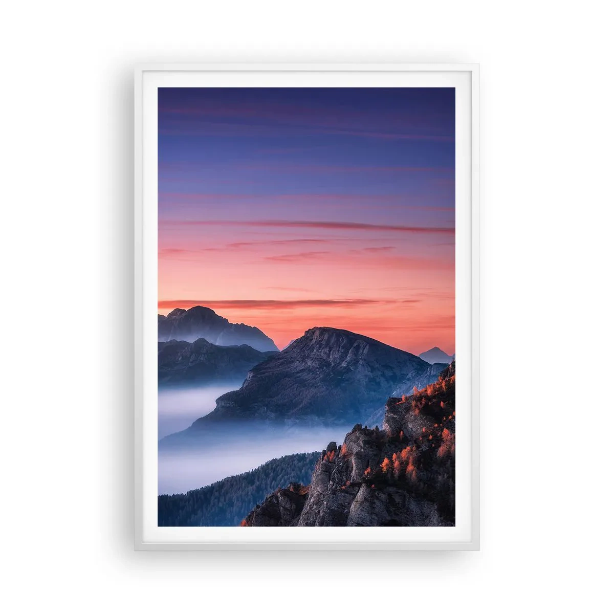 Poster in cornice bianca - Sopra le valli - 70x100 cm