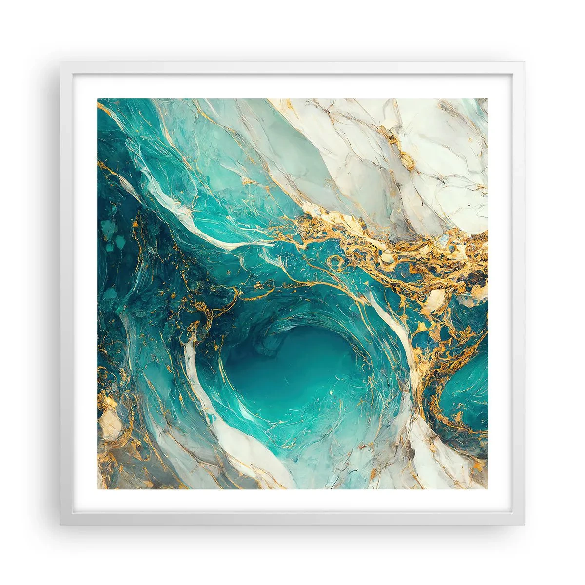 Poster in cornice bianca - Composizione con vene d'oro - 60x60 cm