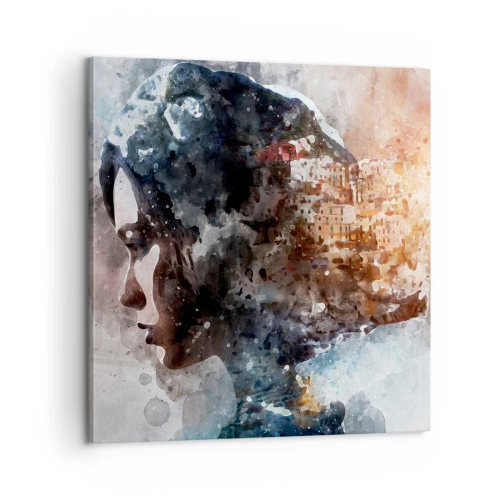 Quadro su tela - Stampe su Tela - Racconto su una ragazza con città sullo sfondo - 60x60 cm