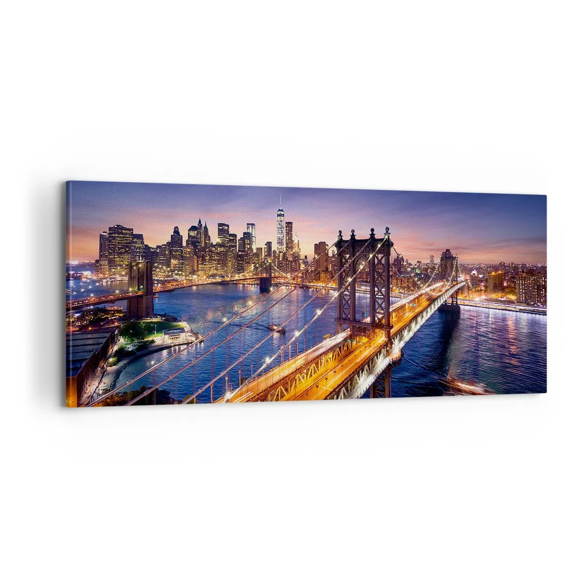 Quadro su tela - Stampe su Tela - Il ponte luminoso fino al cuore della città - 100x40 cm