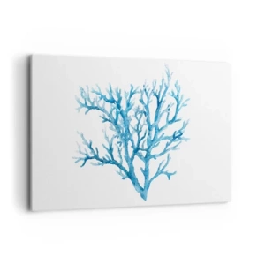Quadro su tela - Stampe su Tela - Corallo blu su sfondo bianco con un tocco minimalista - 120x80cm - Filigrana marina - Decorazione murale moderna per soggiorno e camera da letto ARTTOR