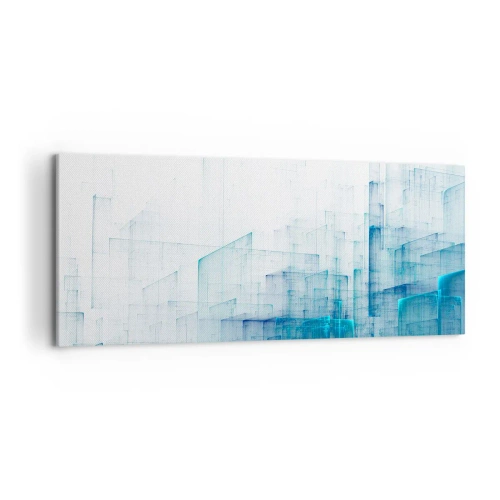 Quadro su tela - Stampe su Tela - Forme geometriche astratte nelle tonalità del blu - 120x50cm - E lo spazio fu - Decorazione murale moderna per soggiorno e camera da letto ARTTOR
