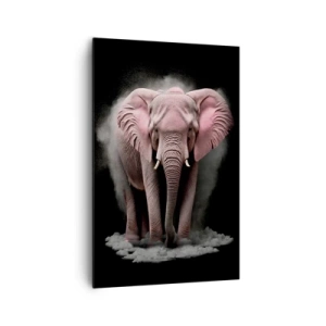 Quadro su tela - Stampe su Tela - Un'interpretazione artistica di un elefante rosa su sfondo nero - 80x120cm - Non pensare all'elefante rosa! - Decorazione murale moderna per soggiorno e camera da letto ARTTOR