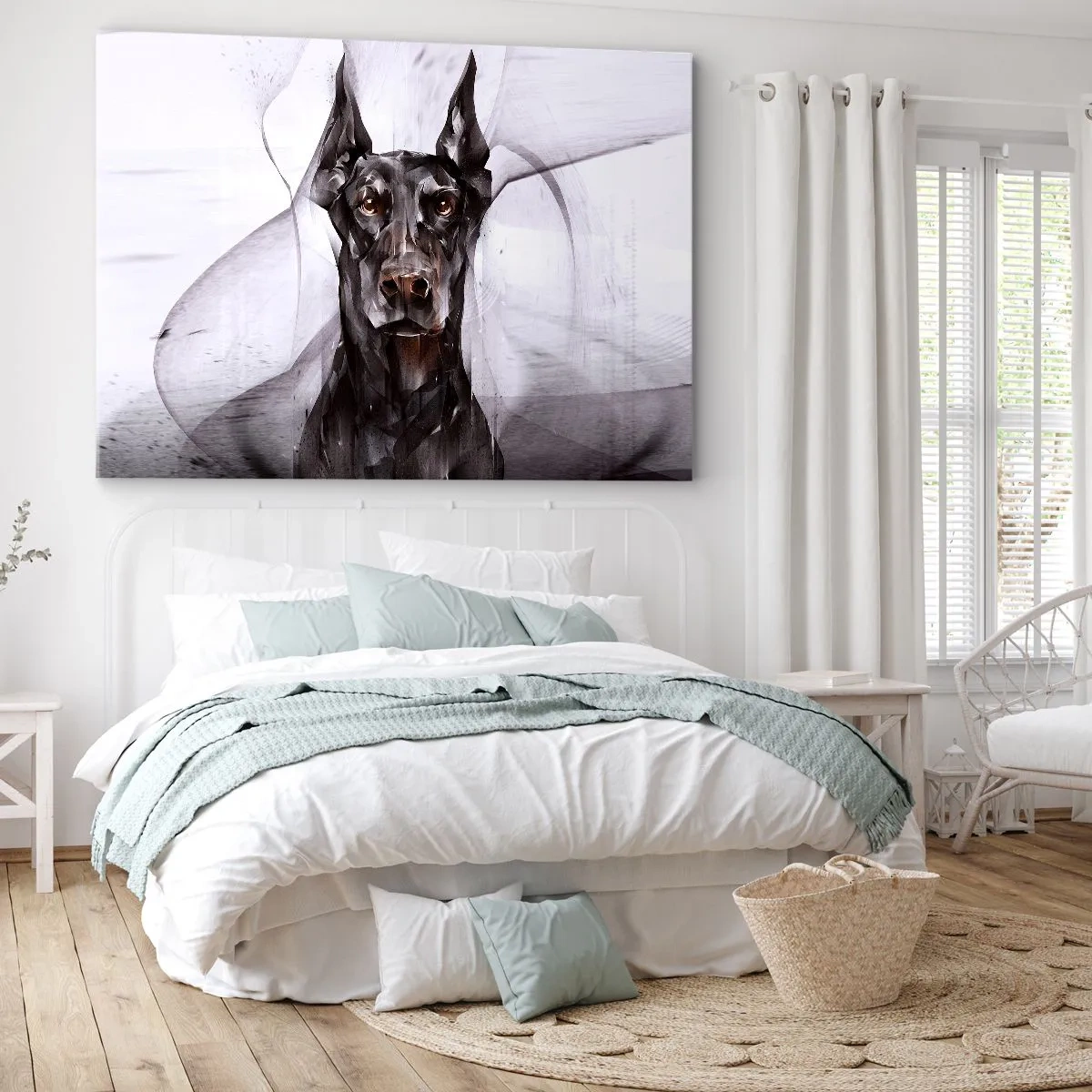 Quadro su tela - Stampe su Tela - Ritratto astratto di un cane in un approccio artistico - 100x70cm - Nobili natali - Decorazione murale moderna per soggiorno e camera da letto ARTTOR
