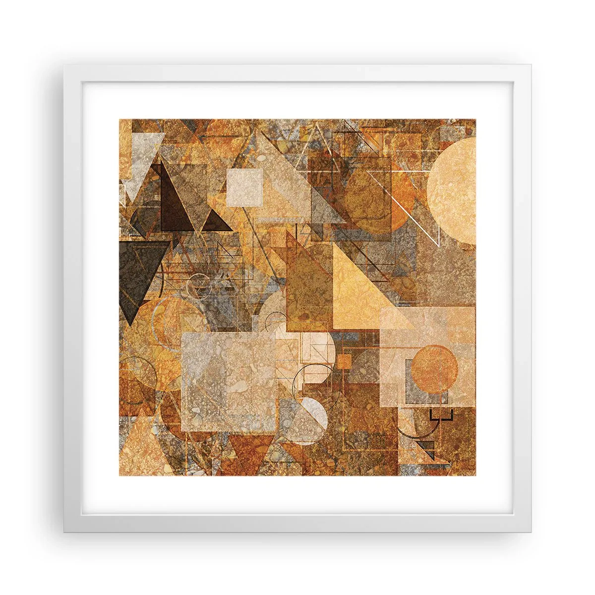 Poster in cornice bianca - Studio cubista in marrone - 40x40 cm