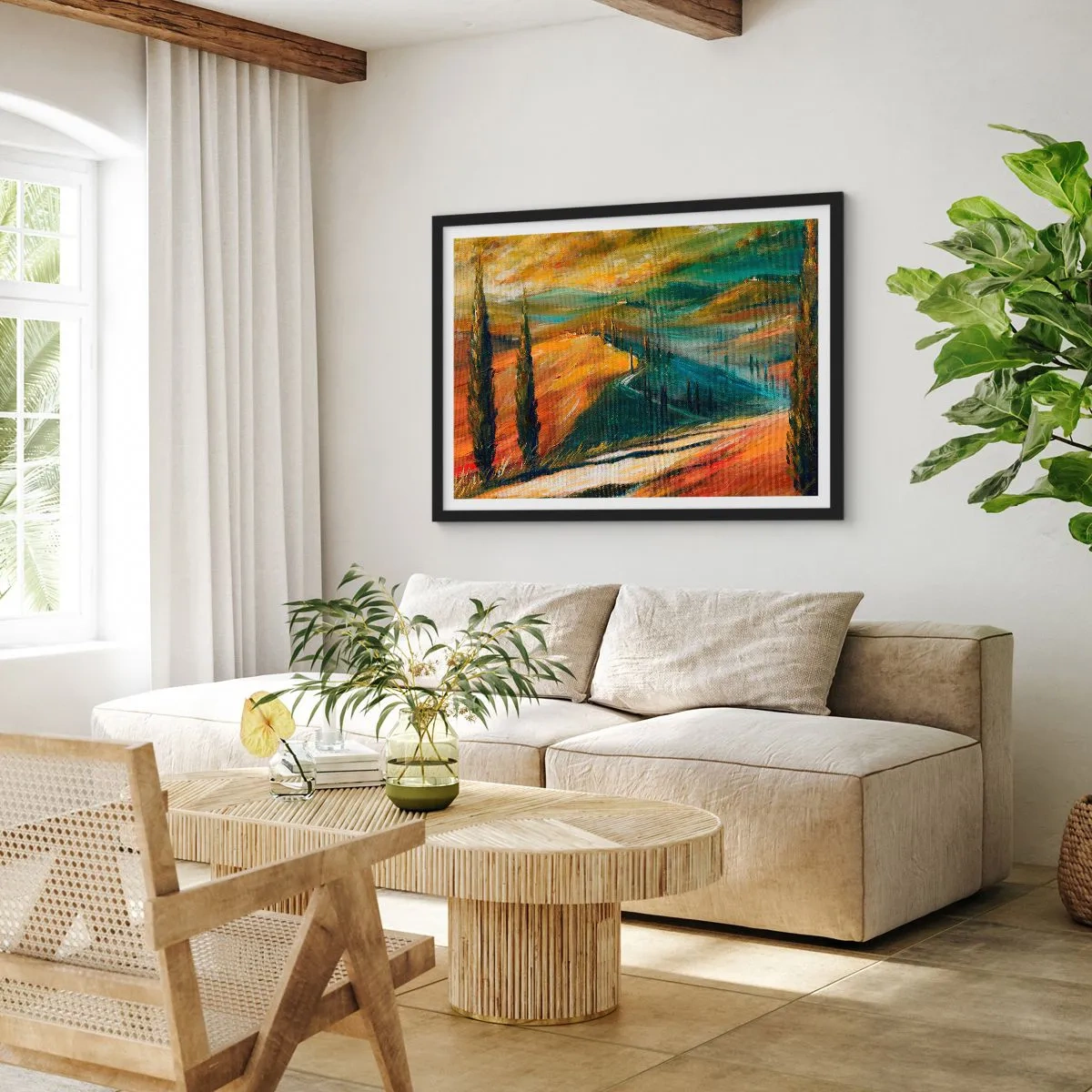 Poster in cornice nera - Paesaggio toscano - 50x40 cm