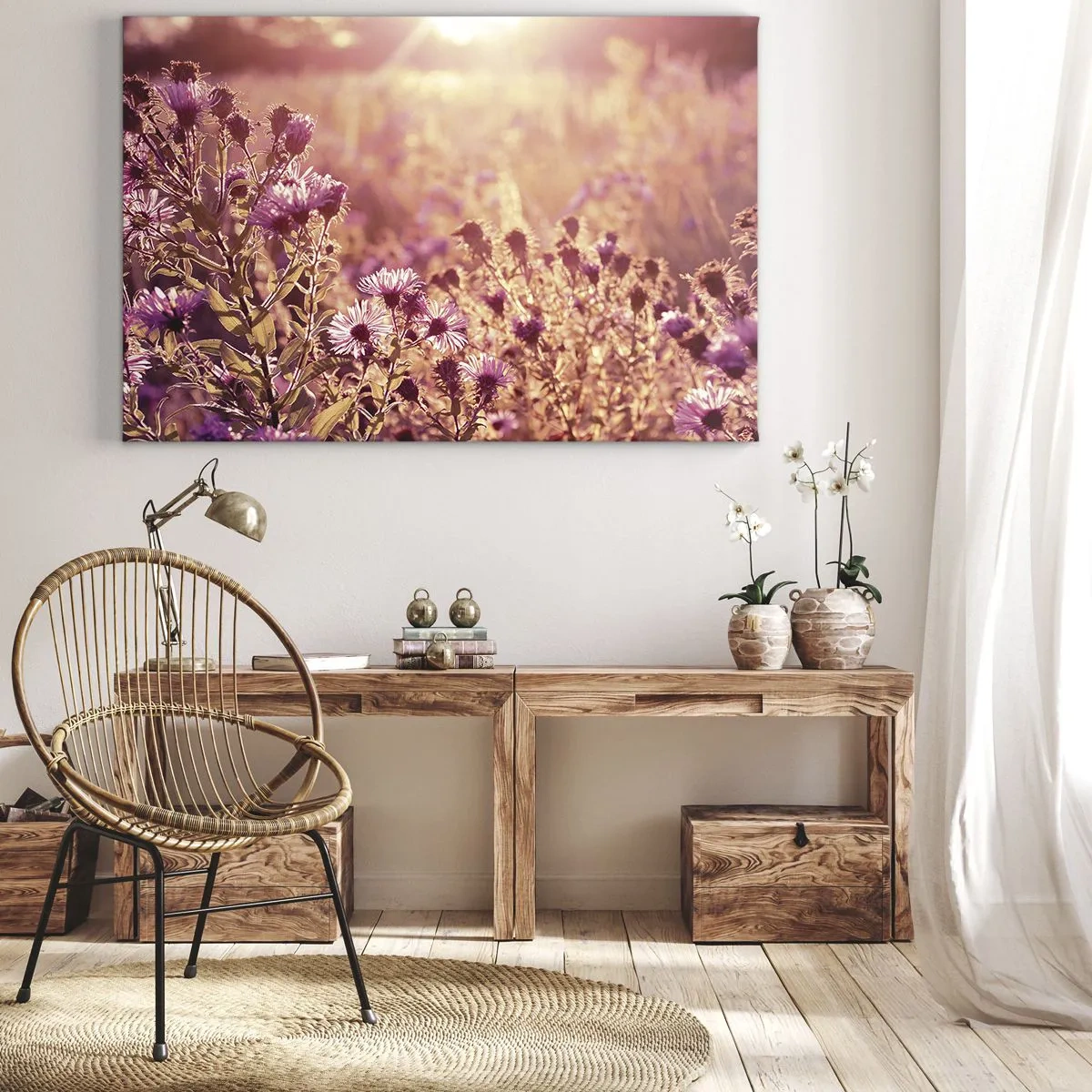 Quadro su tela - Stampe su Tela - Prato alla luce del sole al tramonto - 120x80cm - Prima della fine dell'estate - Decorazione murale moderna per soggiorno e camera da letto ARTTOR