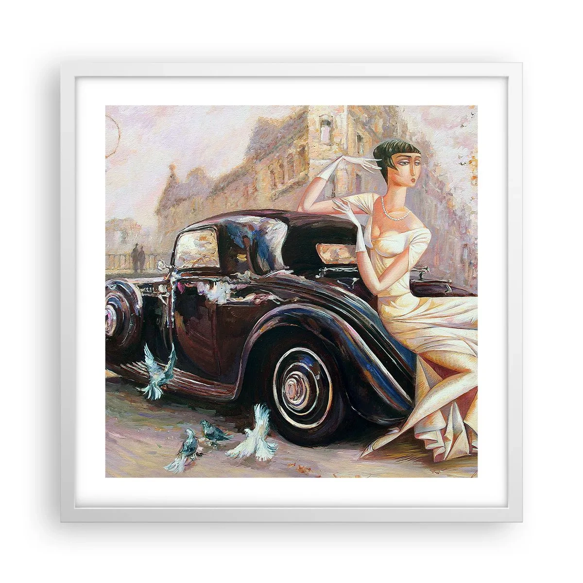 Poster in cornice bianca - Eleganza in stile retro - 50x50 cm