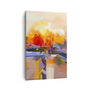 Quadro su tela - Stampe su Tela - Un paesaggio astratto con intensi colori autunnali. - 80x120cm - Si è fatto autunno - Decorazione murale moderna per soggiorno e camera da letto ARTTOR