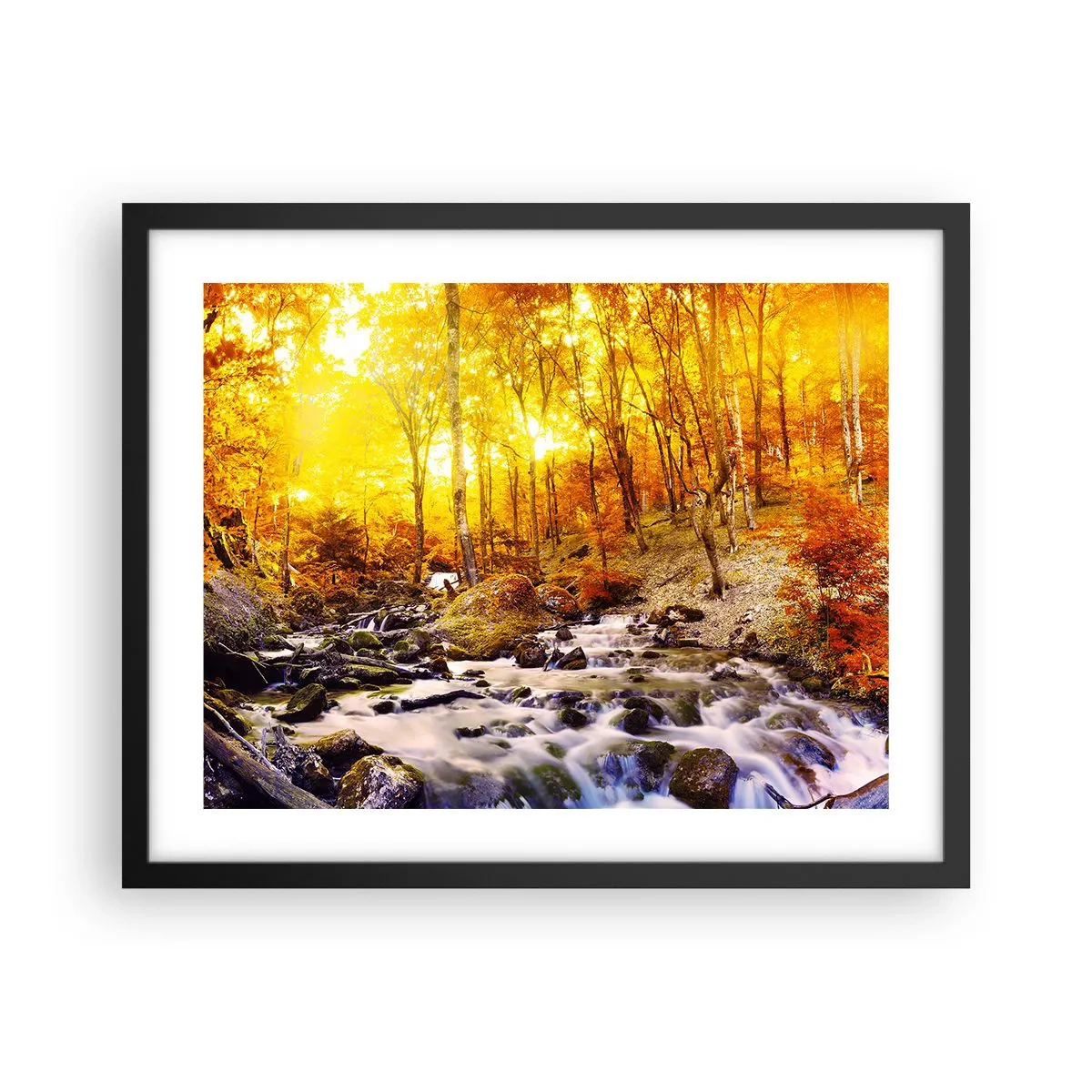 Poster in cornice nera - Pietre incorniciate in oro e platino - 50x40 cm