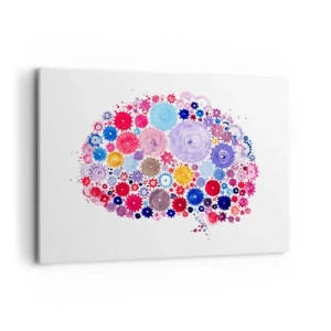 Quadro su tela - Stampe su Tela - Cervello astratto colorato con motivo floreale - 100x70cm - La più perfetta macchina della natura - Decorazione murale moderna per soggiorno e camera da letto ARTTOR