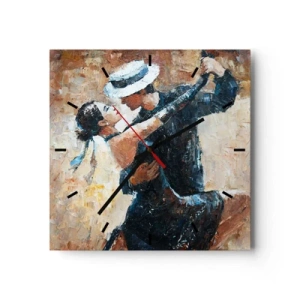 Orologio da parete - Orologio in Vetro - Una coppia che balla il tango in uno stile romantico ed elegante - 30x30cm - Alla Rodolfo Valentino - Decorazione murale moderna per soggiorno e camera da letto ARTTOR
