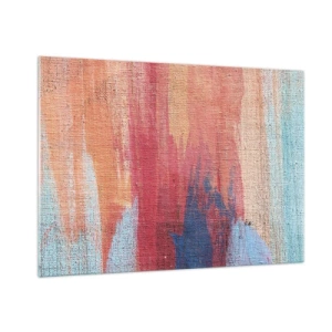 Quadro su vetro - Strisce colorate di vernice sulla struttura della tela - 100x70cm - Colando con l'arcobaleno - Decorazione murale moderna per soggiorno e camera da letto ARTTOR