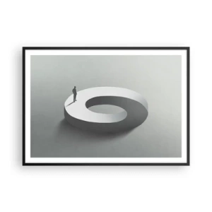 Poster in cornice nera - Un uomo su una struttura grigia e astratta - 100x70cm - Prova a cavartela - Decorazione murale moderna per soggiorno e camera da letto ARTTOR