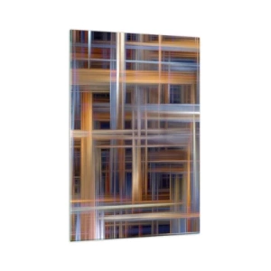 Quadro su vetro - Motivi geometrici astratti in colori pastello - 70x100cm - Tessute con la luce - Decorazione murale moderna per soggiorno e camera da letto ARTTOR