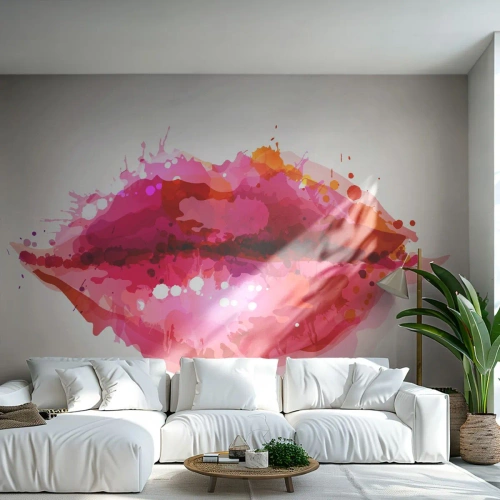 Fotomurali Premium Sand - Sfumatura rossastra di rosso - Astrazione, labbra rosse, Pezzo - 250x175 cm