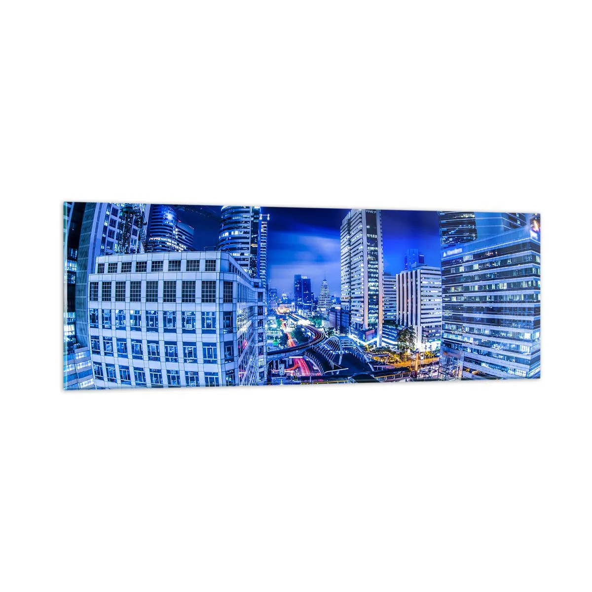Quadro su vetro - Il ritmo notturno della città - 90x30 cm