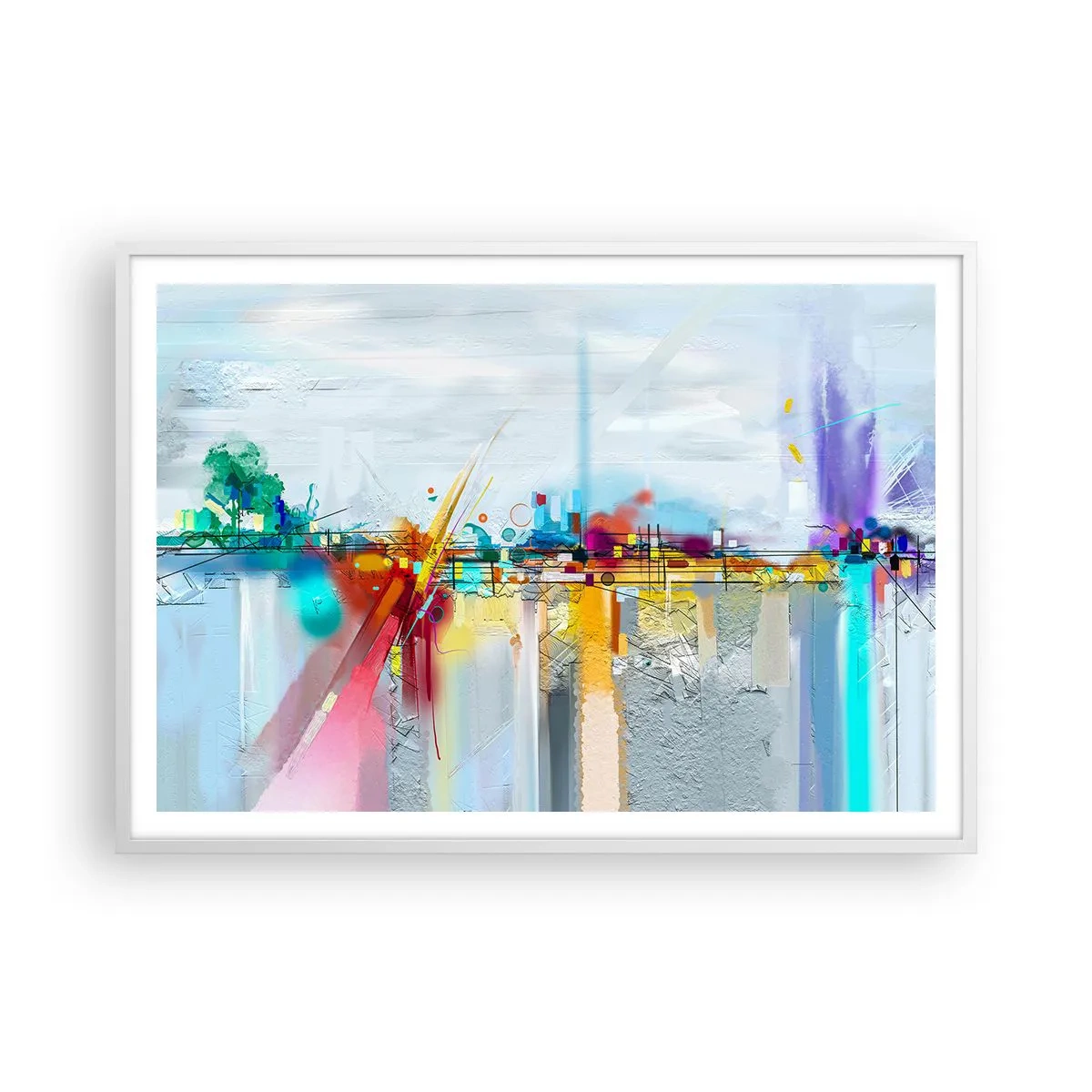 Poster in cornice bianca - Il ponte della gioia sul fiume della vita - 100x70 cm