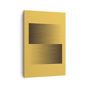 Quadro su tela - Stampe su Tela - Linee nere verticali su sfondo giallo - 70x100cm - La quadratura degli opposti - Decorazione murale moderna per soggiorno e camera da letto ARTTOR