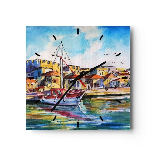 Orologio da parete - Orologio in Vetro - Un colorato pomeriggio - 40x40 cm