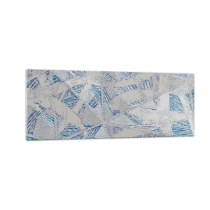 Quadro su vetro - Motivi geometrici nelle tonalità del blu e del grigio - 140x50cm - Nel labirinto grigioblu - Decorazione murale moderna per soggiorno e camera da letto ARTTOR