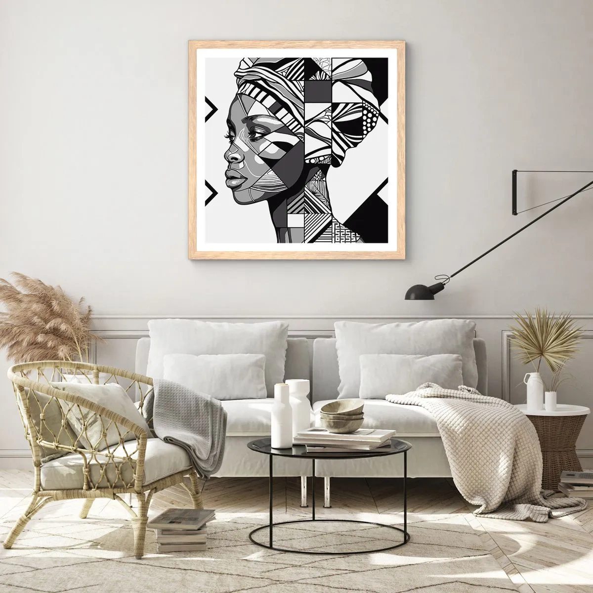 Poster in cornice rovere chiaro - Ritratto etnico - 40x40 cm