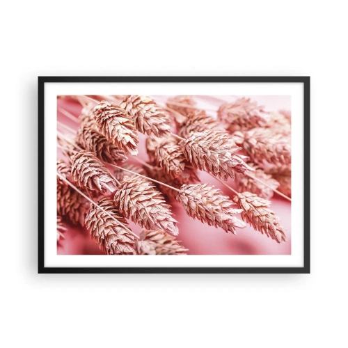 Poster in cornice nera - Primo piano delle orecchie rosa - 70x50cm - Cascata di fiori in rosa - Decorazione murale moderna per soggiorno e camera da letto ARTTOR