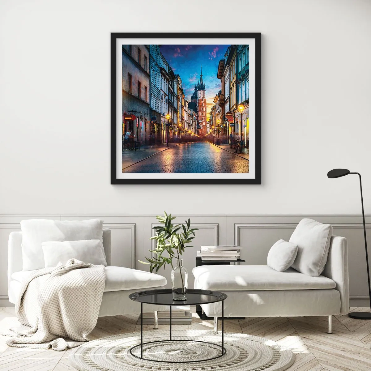 Poster in cornice nera - La magia di Cracovia - 60x60 cm