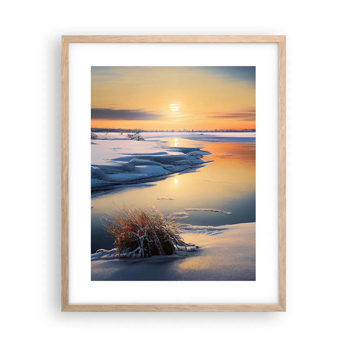 Poster in cornice rovere chiaro - Tramonto invernale - 40x50 cm