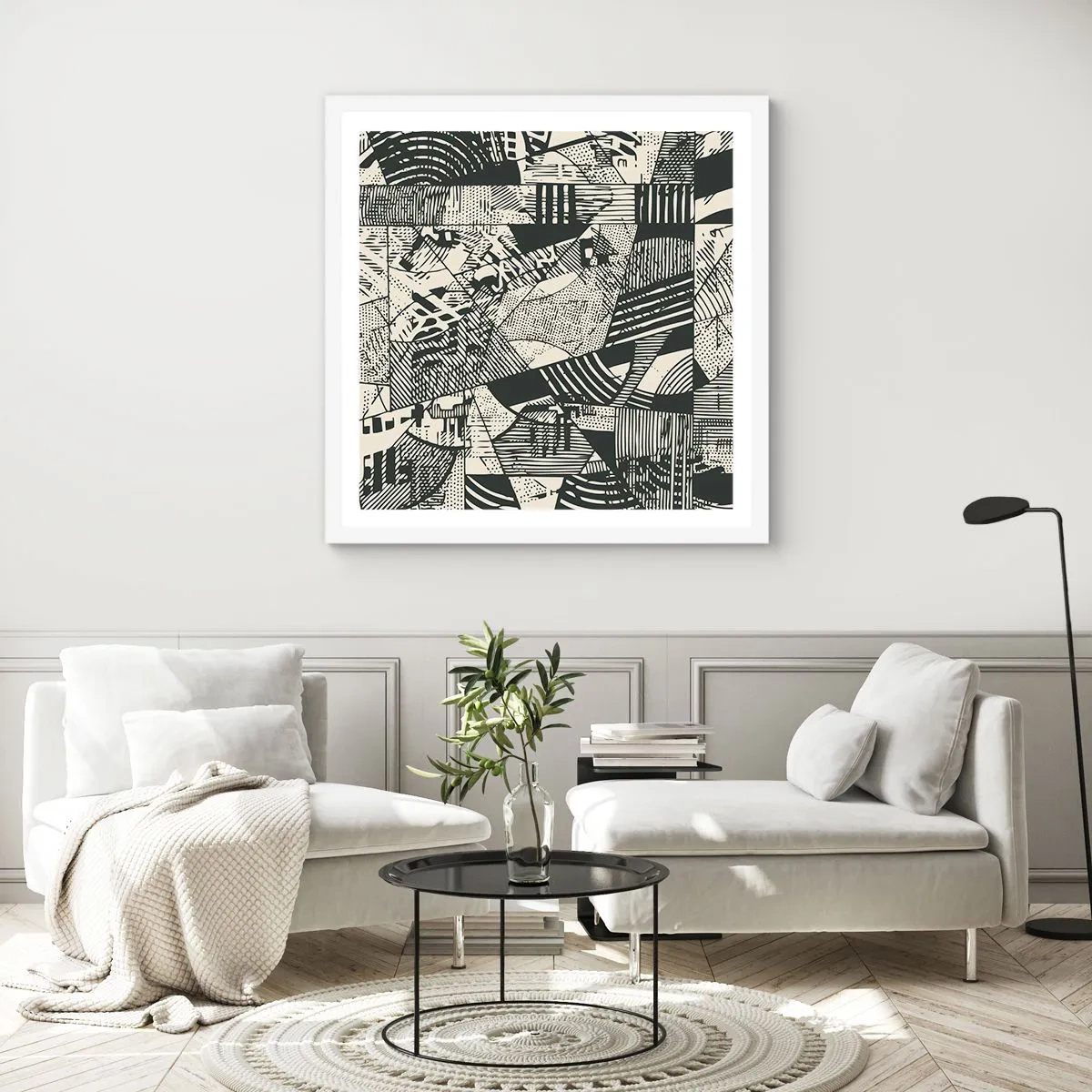 Poster in cornice bianca - Dinamica della contemporaneità - 40x40 cm