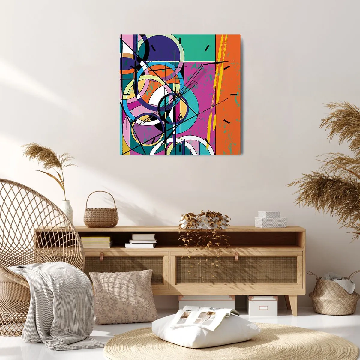 Orologio da parete - Orologio in Vetro - Un cerchio dietro l'altro - 40x40 cm