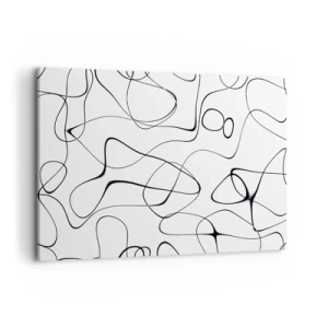 Quadro su tela - Stampe su Tela - Linee nere astratte su sfondo bianco in stile minimalista - 100x70cm - Strade della vita, eventi del destino - Decorazione murale moderna per soggiorno e camera da letto ARTTOR