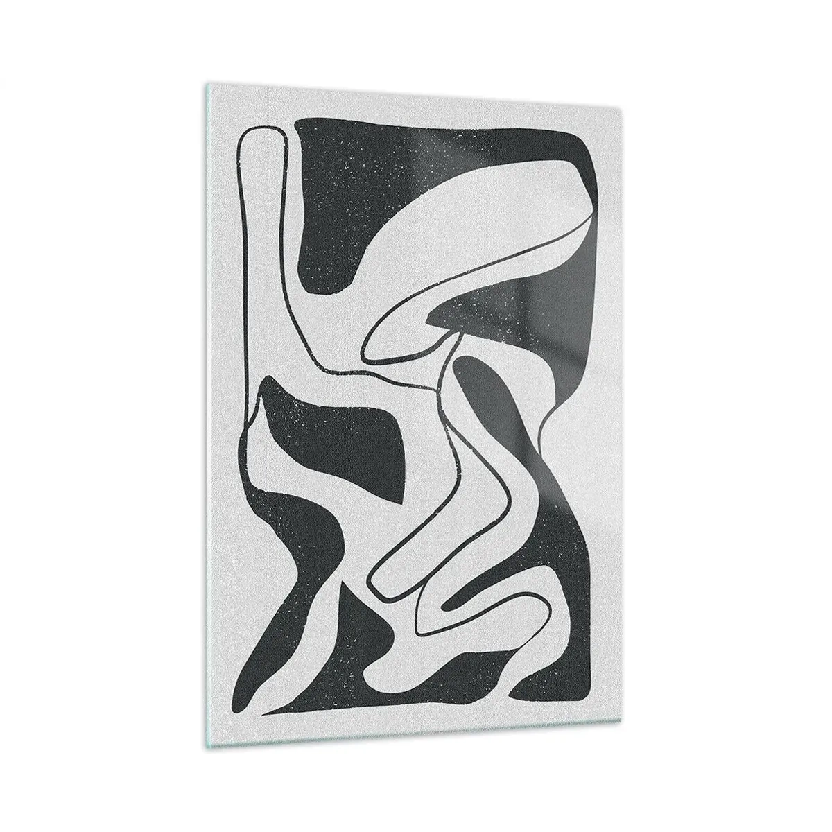 Quadro su vetro - Forme astratte in bianco e nero che ricordano un labirinto - 50x70cm - Gioco astratto nel labirinto - Decorazione murale moderna per soggiorno e camera da letto ARTTOR