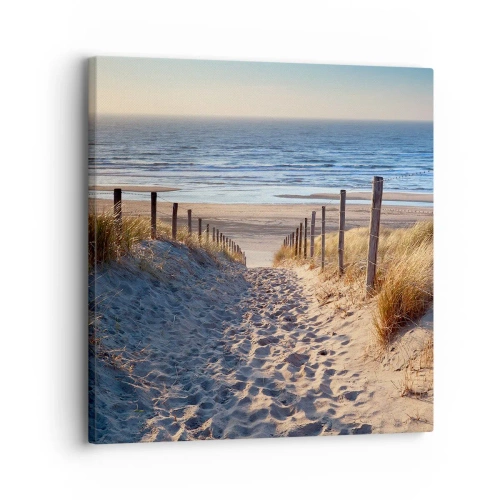 Quadro su tela - Stampe su Tela - Rumore del mare, uccelli che cantano, spiaggia selvatica tra i cespugli... - 30x30 cm