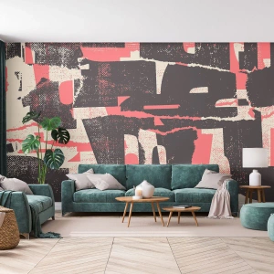 Fotomurali Premium Sand - Una composizione espressiva nei toni del nero, rosso e crema - 100x70cm - Tutto il rumore - Decorazione murale moderna per soggiorno e camera da letto ARTTOR