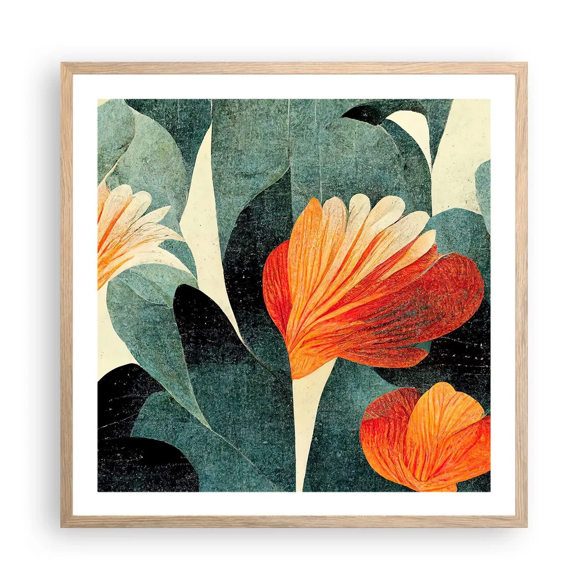 Poster in cornice rovere chiaro - Caldo dei tropici e fresco del verde - 60x60 cm
