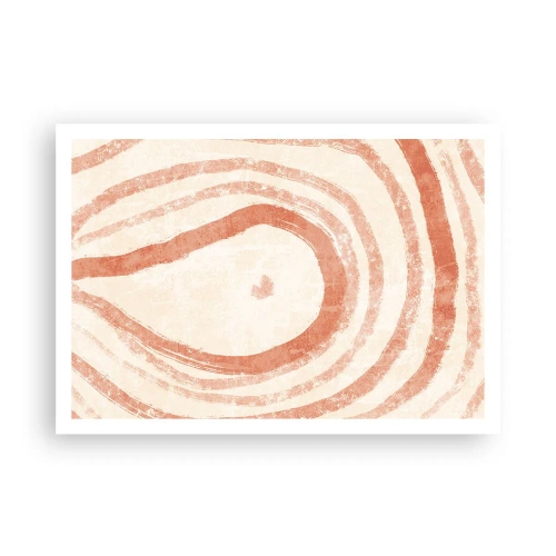Poster - Un motivo astratto di linee concentriche nelle tonalità del terracotta. - 100x70cm - Cerchi di corallo - Decorazione murale moderna per soggiorno e camera da letto ARTTOR