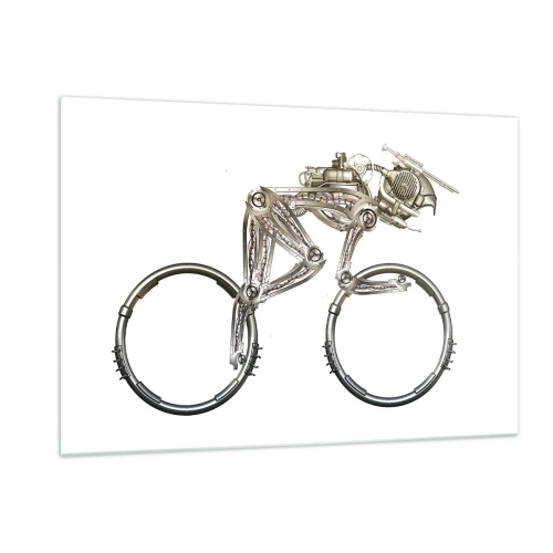 Quadro su vetro - Bicicletta industriale in metallo - 120x80cm - Macchina perfetta - Decorazione murale moderna per soggiorno e camera da letto ARTTOR