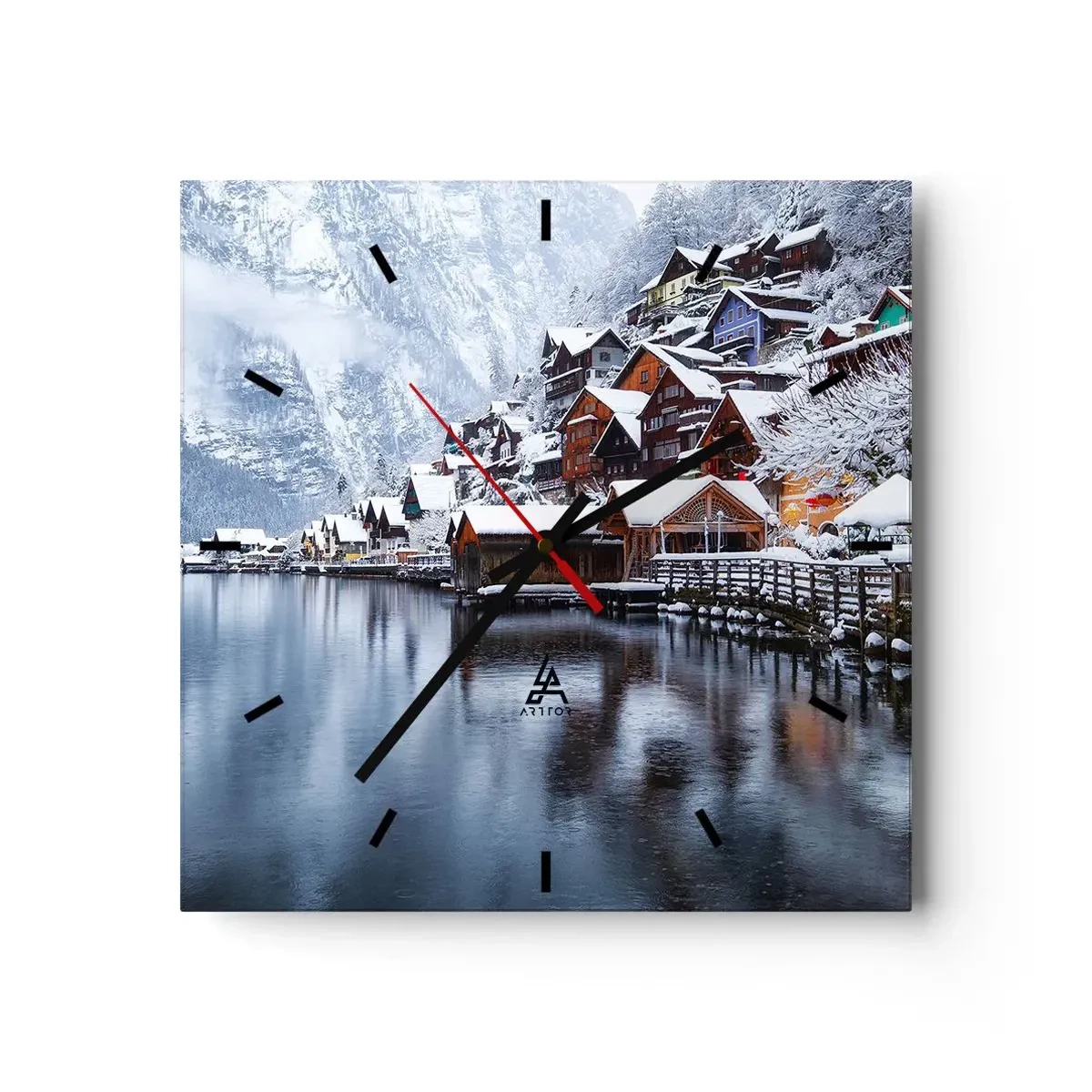 Orologio da parete - Orologio in Vetro - Decorazione invernale - 40x40 cm