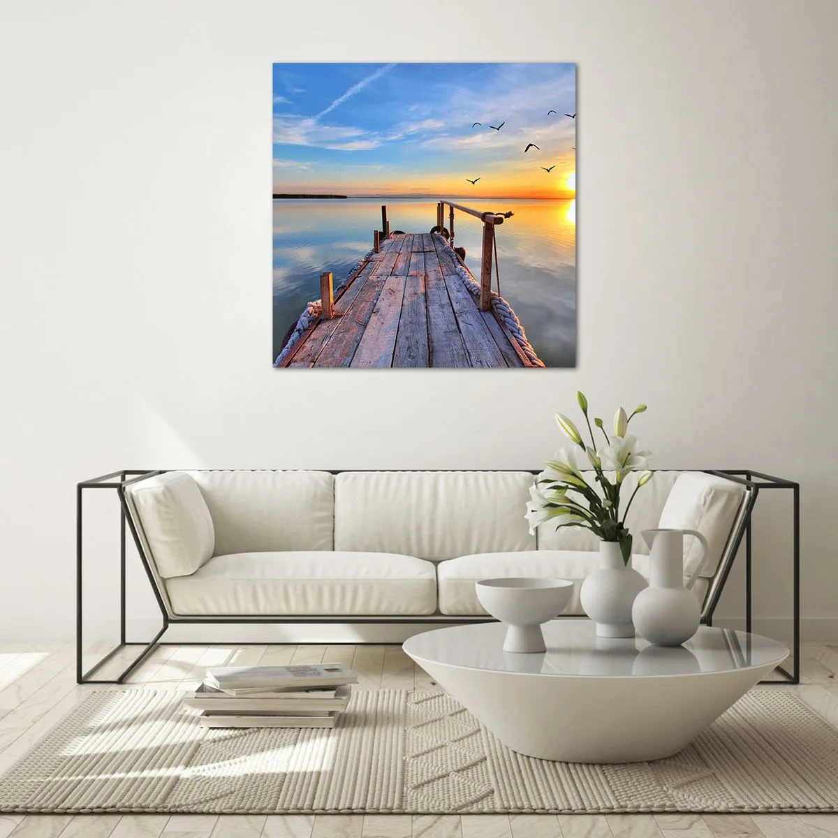 Quadro su vetro - Camminando verso il sole - 30x30 cm