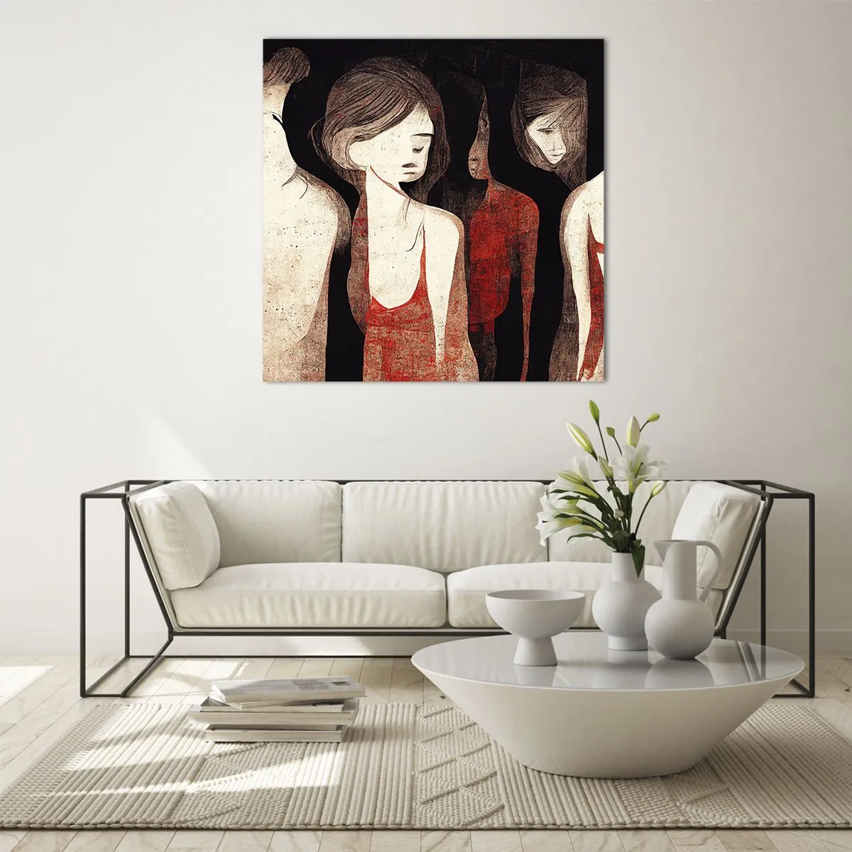 Quadro su vetro - Madonne nell'oscurità - 70x70 cm