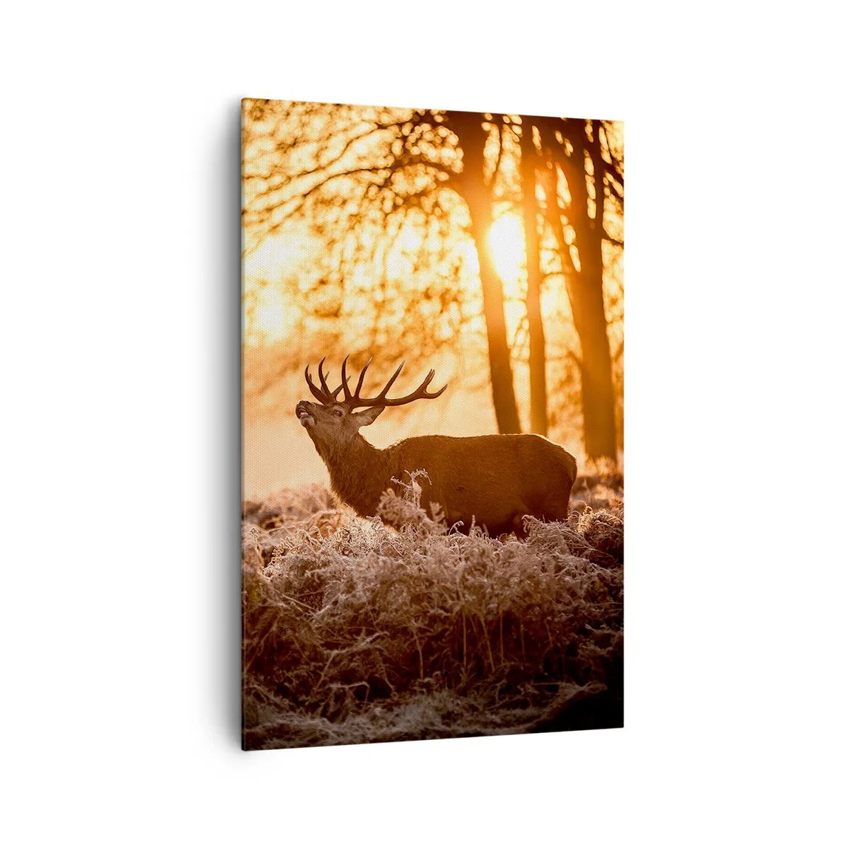 Quadro su tela - Stampe su Tela - Due cervi al tramonto in un paesaggio invernale - 80x120cm - Il sogno del cacciatore - Decorazione murale moderna per soggiorno e camera da letto ARTTOR