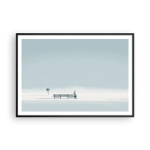 Poster in cornice nera - Una persona seduta su una panchina in un paesaggio minimalista - 100x70cm - Si, aspetto. - Decorazione murale moderna per soggiorno e camera da letto ARTTOR