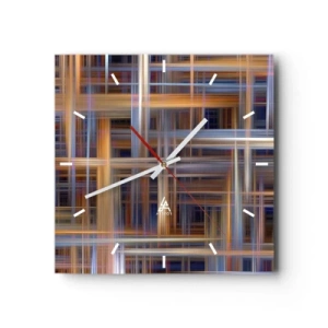 Orologio da parete - Orologio in Vetro - Motivi geometrici astratti in colori pastello - 30x30cm - Tessute con la luce - Decorazione murale moderna per soggiorno e camera da letto ARTTOR